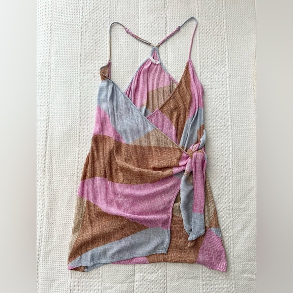 O'nNeill Marlo Beige Multi Print Wrap Dress - Picture 3 of 5